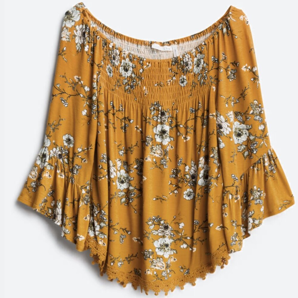 LUQ Juliet Crochet Detail Smocked Knit Top